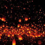 countless lanterns flying in the sky